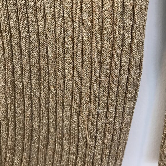 Lauren Ralph Lauren sweater women's S Petite gold/metallic silk holiday event - Picture 3 of 6